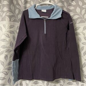 Columbia Dark Purple & Baby Blue Colorblock Fleece Half Zip Pullover Sweatshirt